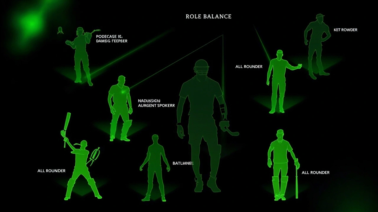 Fantasy cricket role balance diagram IPL 2026 team composition